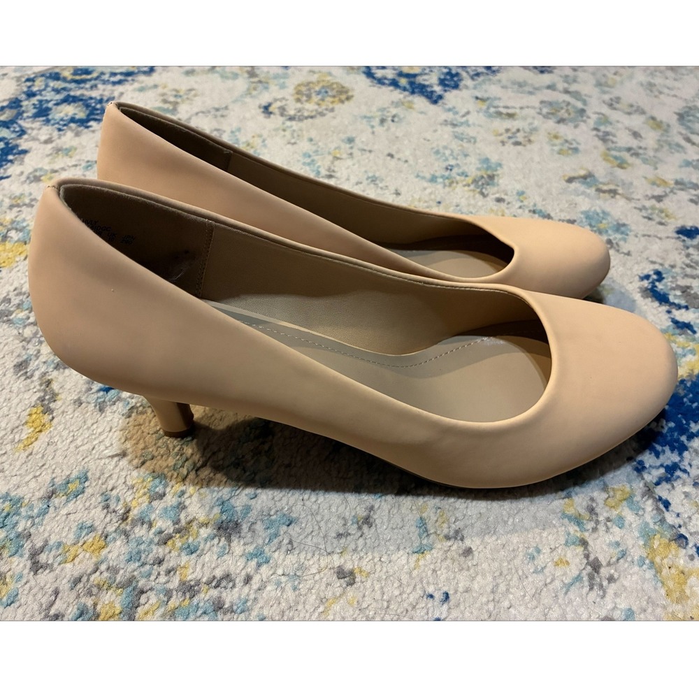 Dream Pairs Women Nude Kitten Heel Pumps Round Toe Shoes Size 12 Low Heel